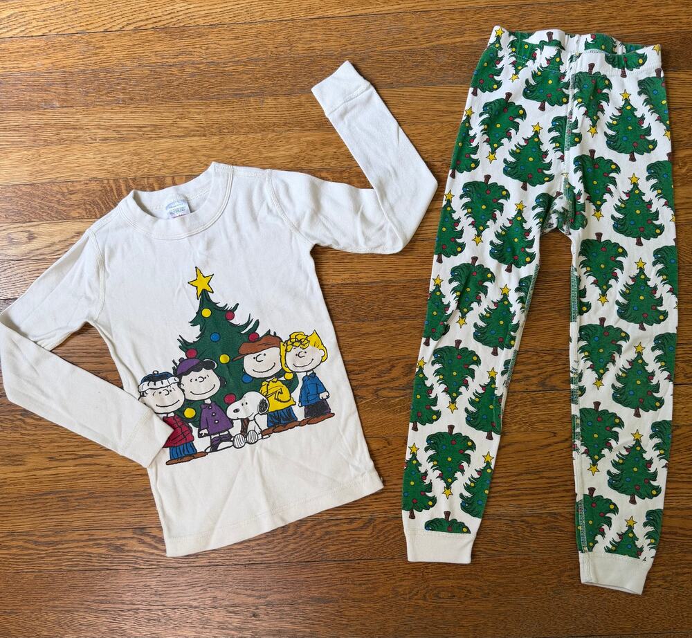 Hanna Andersson Peanuts Christmas Tree Pajamas Size 6-7